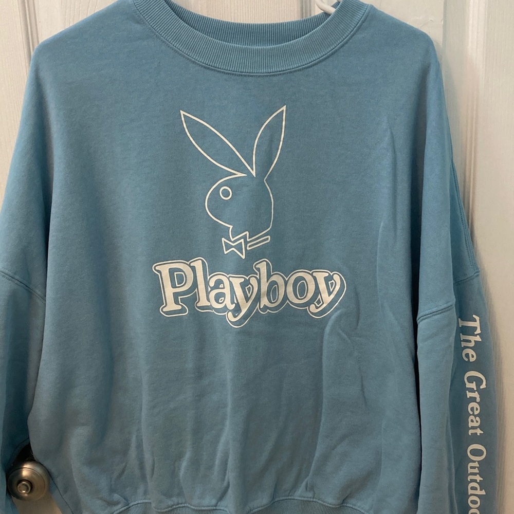 PLAYBOY Women / Junior Light Blue sweatshirt